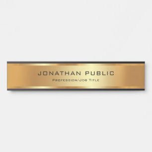 Elegant Your Custom Text Template Black & Gold Door Sign