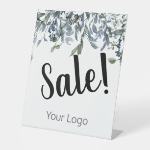 Elegant Your Logo Blue Floral Sale Business Pedestal Sign
