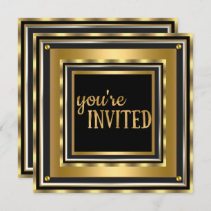 Elegant You're Invited Gold Faux foil Birthday Invitation