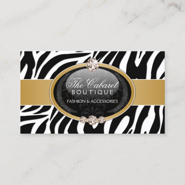 Elegant Zebra Fashion Jewellery Business Card (Front)