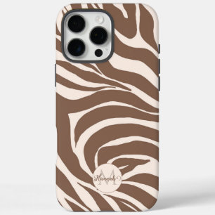 Elegant Zebra Mocha Pattern iPhone 16 Pro Max Case