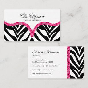 Elegant Zebra Pattern Sequin Look Business Card