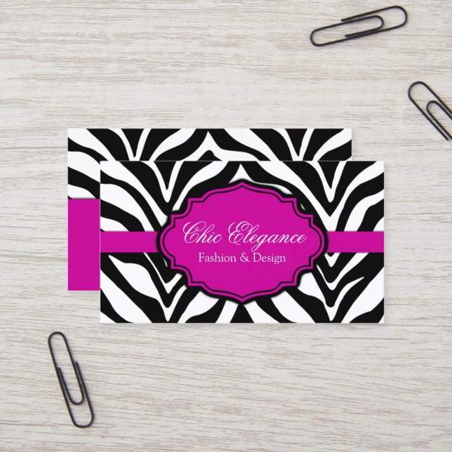 Elegant Zebra Print Business Card (Front/Back In Situ)