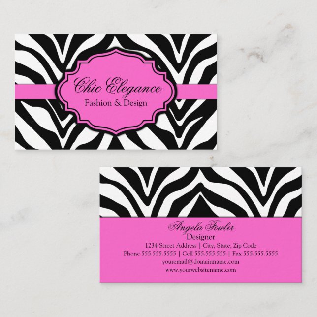 Elegant Zebra Print Business Card (Front/Back)