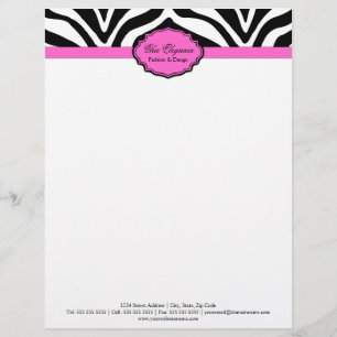 Elegant Zebra Print Custom Letterhead
