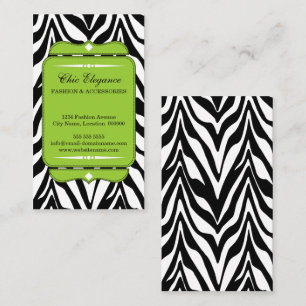 Elegant Zebra Print Green Business Card