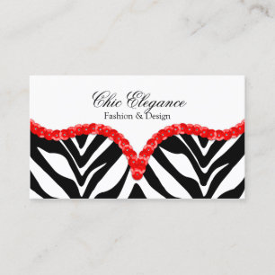 Elegant Zebra Print & Sequins Look Business Card