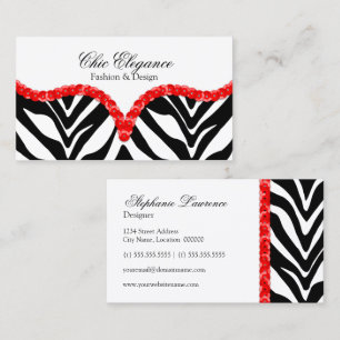 Elegant Zebra Print & Sequins Look Business Card