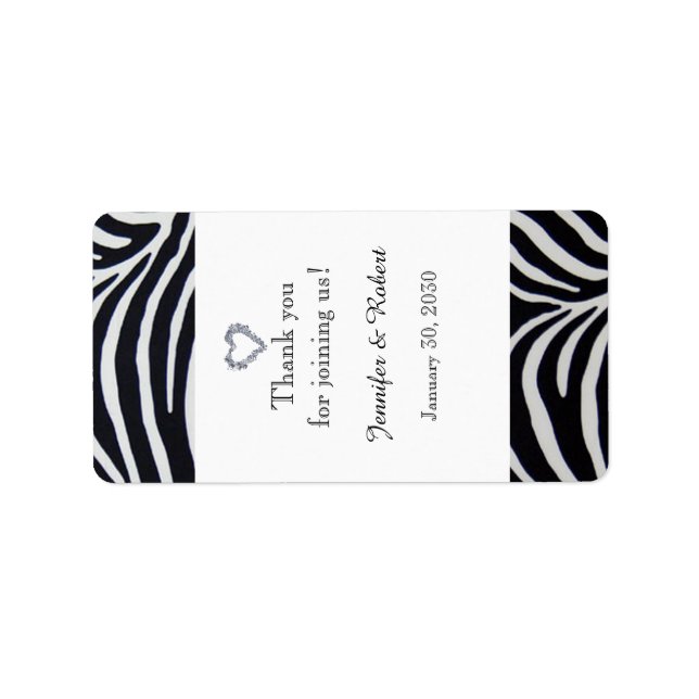 Elegant Zebra Stripe Wedding Lip Balm Label (Front)
