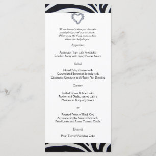 Elegant Zebra Stripe Wedding Menu