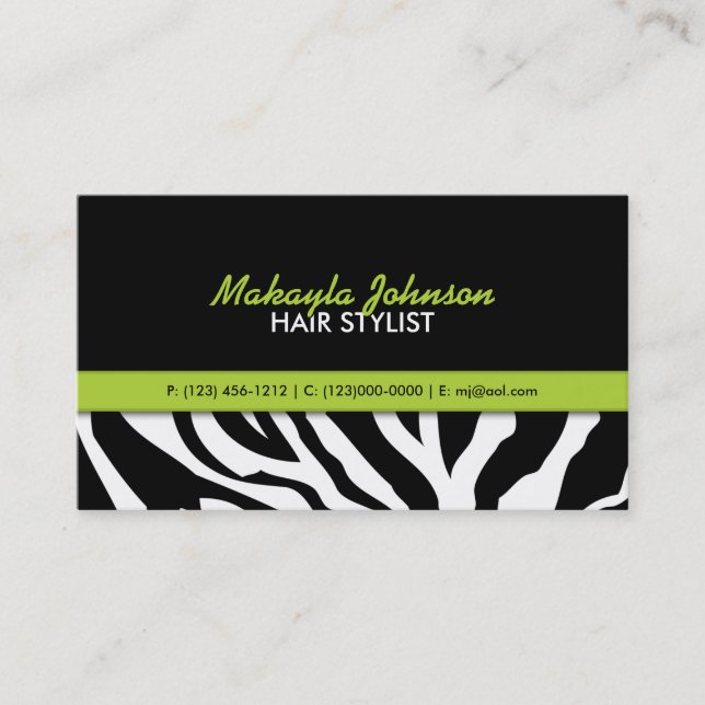 Elegant Zebra stripes Modern & Stylish Business Card (Front)