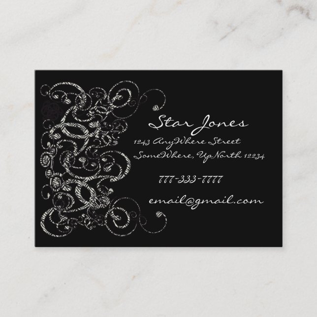 Elegant Zebra Swirl Business Card - (Front)