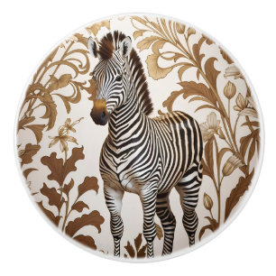Elegant Zebra William Morris inspired  Ceramic Knob