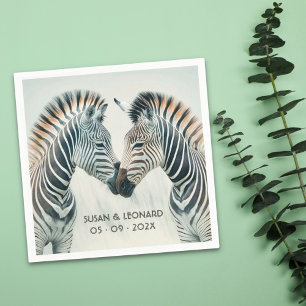 Elegant Zebras in Love Fun Elegant Monochrome Napkin