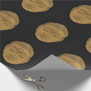Elegant Zen Buddha Pattern Black and Bronze Wrapping Paper