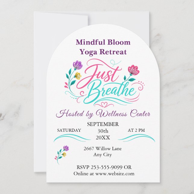 Elegant Zen Yoga Studio Retreat Workshop Event Invitation (Front)