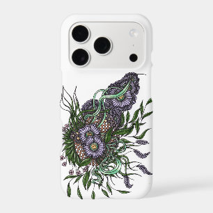 Elegant Zentangle Purple Floral Bouquet iPhone Cas