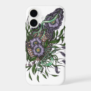 Elegant Zentangle Purple Floral Bouquet iPhone Cas