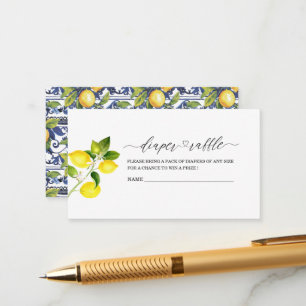 ElegantCitrus Lemon  Watercolor baby shower diaper Enclosure Card
