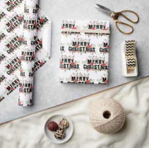 Elegante Black Typography Merry Christmas Wrapping Paper