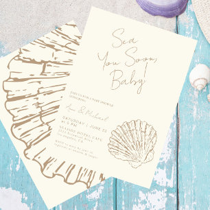 Elegante concha de clam marina pronto Moda Baby Sh Invitation