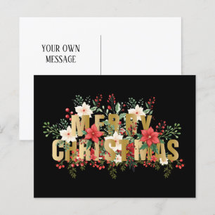 Elegante Gold Typography Merry Christmas Postcard