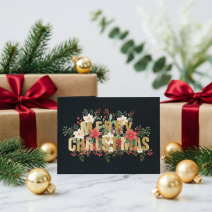 Elegante Gold Typography Merry Christmas  Postcard