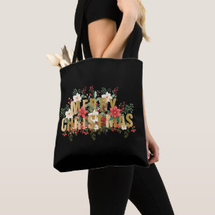 Elegante Gold Typography Merry Christmas Tote Bag