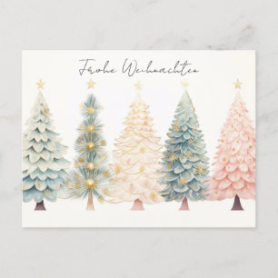Elegante goldene und grüne Weihnachtsbäume Postcard