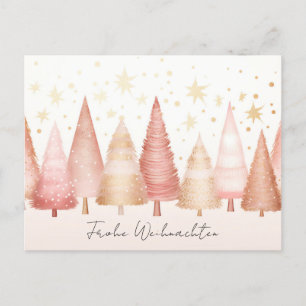 Elegante goldene und grüne Weihnachtsbäume Postcard