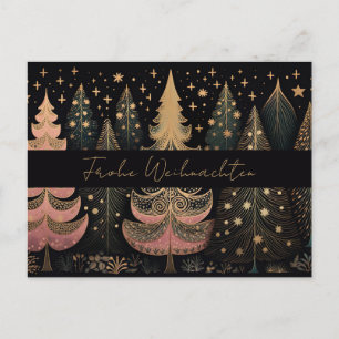 Elegante goldene und grüne Weihnachtsbäume Postcard