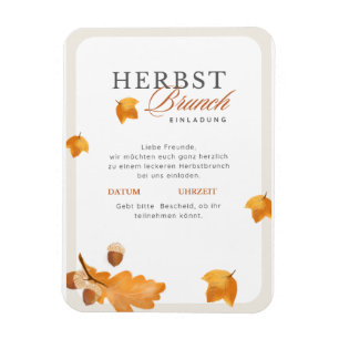 Elegante Herbst Brunch Einladung  Creme & Orange  Magnet