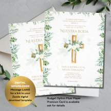 Elegante Invitación De Boda Católica Bilingüe  Inv