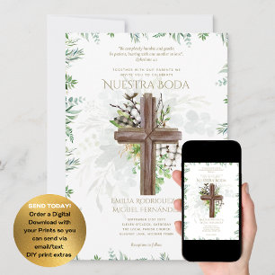 Elegante Invitación De Boda Católica Bilingüe Inv Invitation