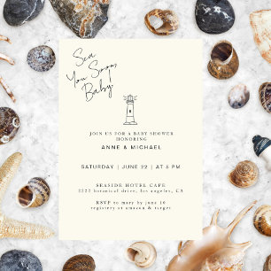 Elegante Moda Océano Baby Shower Mar Pronto Bebé Invitation