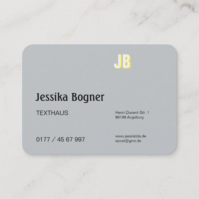 Elegante Monogram Visitenkarten Business Card (Front)