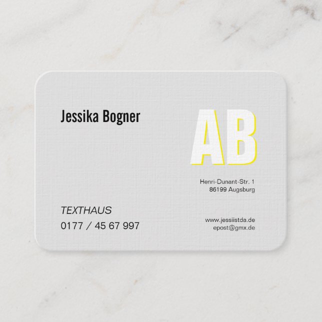 Elegante Monogram Visitenkarten Business Card (Front)