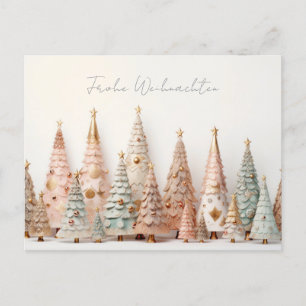 Elegante pinke und grüne Weihnachtsbäume Postcard