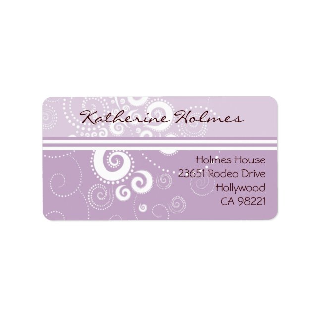Elegante Purple Polka Dots Address Label (Front)