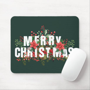 Elegante White Typography Merry Christmas  Mouse Pad