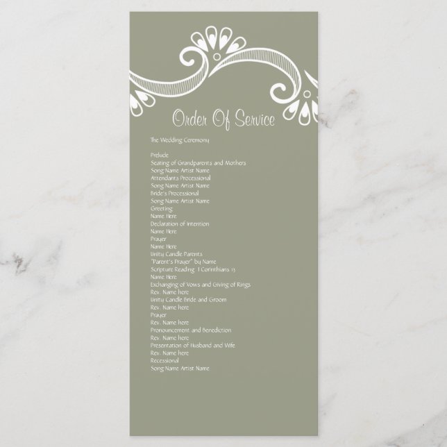 Elegantly Asian Order Of Service Programme (Front)