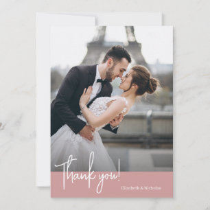 Elegantly Chic Dusty Rose Wedding Thank You Card