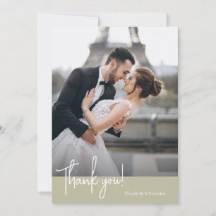 Elegantly Chic Sage Green Wedding Thank You Card