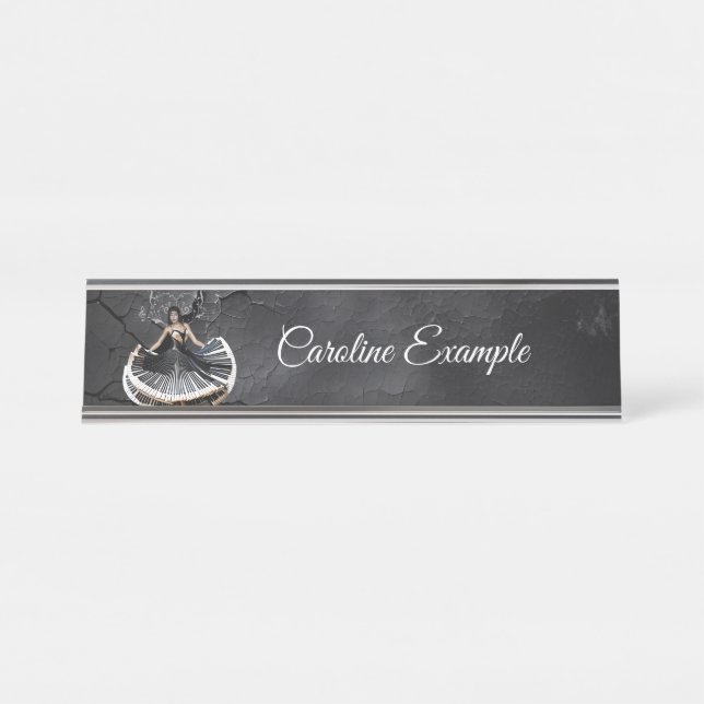 Elegantly dancing woman  desk name plate (Front)