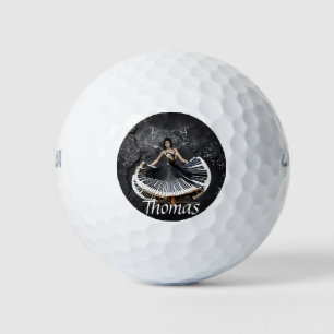 Elegantly dancing woman golf balls