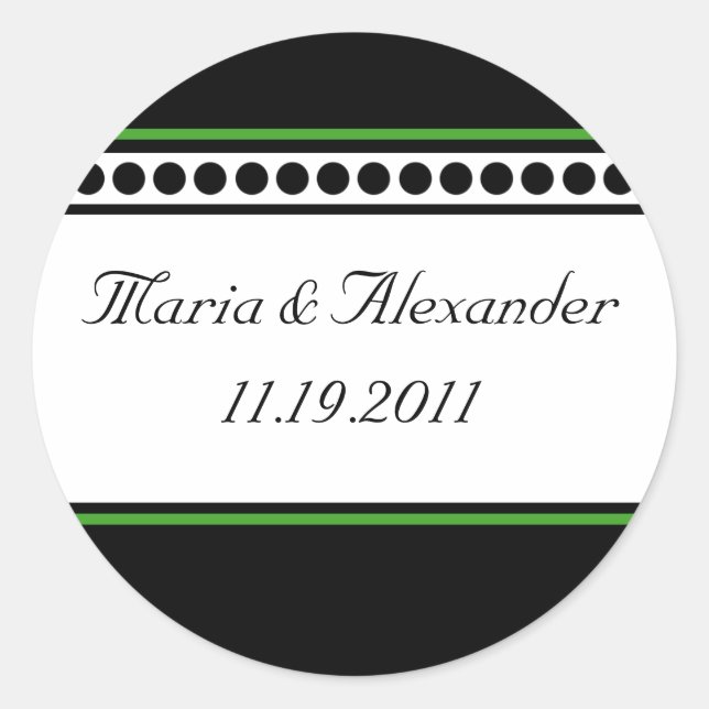Elegantly Dotted Green Accent Seals / Stickers (Front)