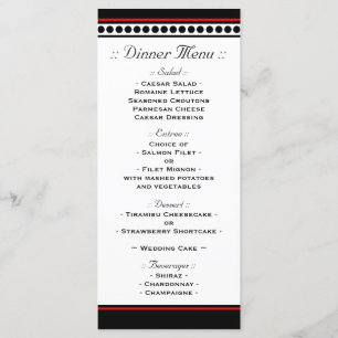 Elegantly Dotted Red Accent Reception Menu
