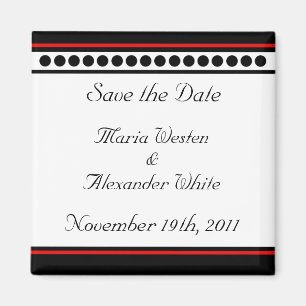 Elegantly Dotted Red Accent Save the Date Magnet