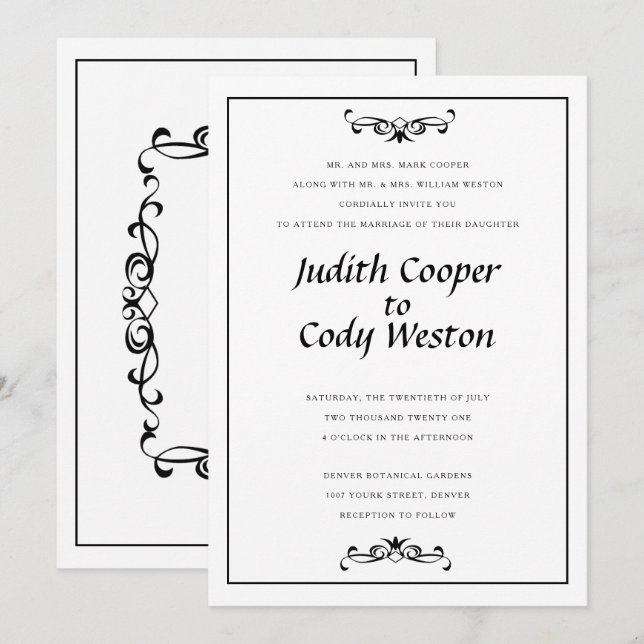 Elegantly Minimalist Wedding Invitation A2 (Front/Back)
