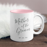 Elegantly Penned | Mother of the Groom Two-Tone Coffee Mug<br><div class="desc">A sweet and elegant gift for the mother of the groom,  mug features "mother of the groom" in hand lettered script typography. Personalise with your wedding date beneath.</div>